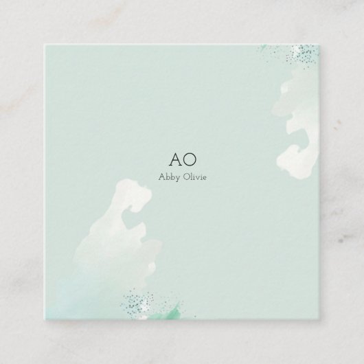 ミント緑色の水色 スクエア名刺 (正面)