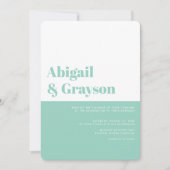 ミント縦結婚線 招待状 (正面)