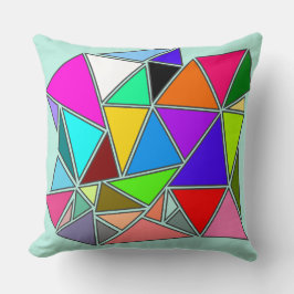 ミント背景色の三角形のカラーパレット クッション