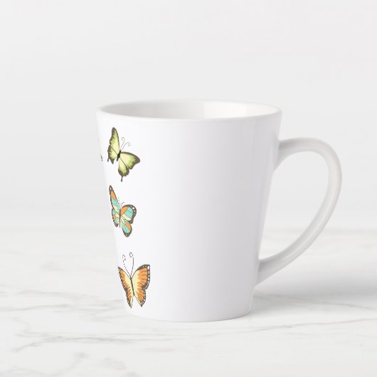 ミント自分の美しい蝶になる カフェラテマグ (右)