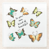ミント自分の美しい蝶になる ガラスコースター (正面)