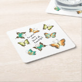 ミント自分の美しい蝶になる スクエアペーパーコースター (アングル)