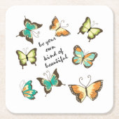 ミント自分の美しい蝶になる スクエアペーパーコースター (正面)