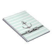 ミント航海のストライプーズウォーター色いかりカスタム ノートブック (右側)