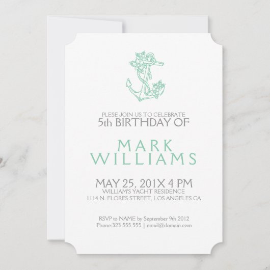 ミント航海のフローラいかりバースデーパーティー招待状 招待状 (正面)