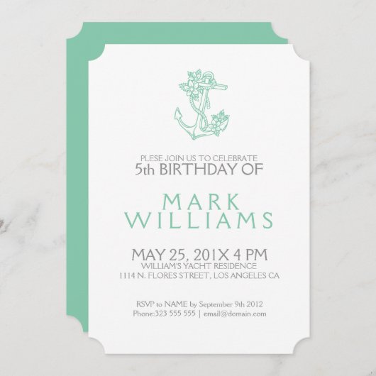 ミント航海のフローラいかりバースデーパーティー招待状 招待状 (正面/裏面)