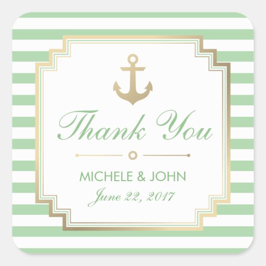 ミント航海のホワイトありがとうステッカー好き スクエアシール (正面)