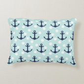 ミント航海の水玉模様とネイビーブルーいかり アクセントクッション (裏面)