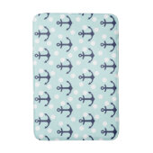 ミント航海の水玉模様とネイビーブルーいかり バスマット (正面縦)