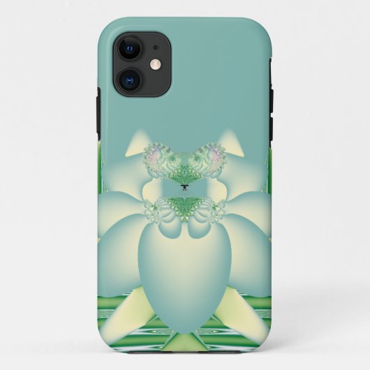 ミント色の蓮の幾何学フラワーアート Case-Mate iPhoneケース (裏面)
