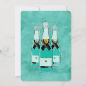 ミント花模様と金ゴールドの葉ブランチ&バブリー 招待状 (裏面)