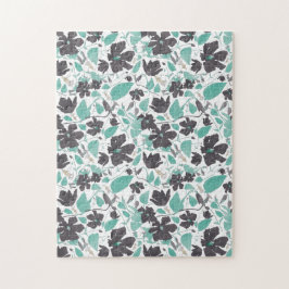 ミント茶色の花 ジグソーパズル