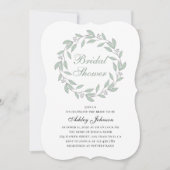ミント葉ブライダルシャワー。植物書 招待状 (正面)