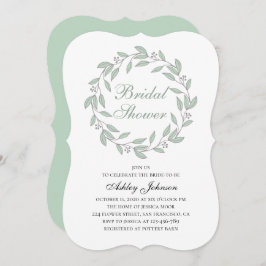 ミント葉ブライダルシャワー。植物書 招待状