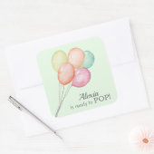 ミント赤ちゃんシャワーの水彩風船 スクエアシール (封筒)