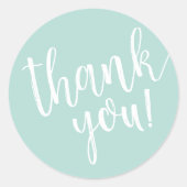 ミント赤ちゃんシャワーハンドレターサンキュースクリプト ラウンドシール (正面)