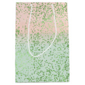 ミント赤面ピンクウォーターカラー紙吹雪ドット ミディアムペーパーバッグ (正面)