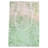 ミント赤面ピンクウォーターカラー紙吹雪ドット ミディアムペーパーバッグ (裏面)