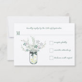 ミント赤面ミントメイソンジャイルフラワー結婚ズ 出欠カード (正面)