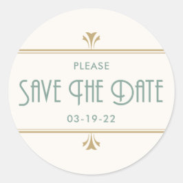 ミント金ゴールドおよびアイボリーアールデコヴィンテージ ラウンドシール