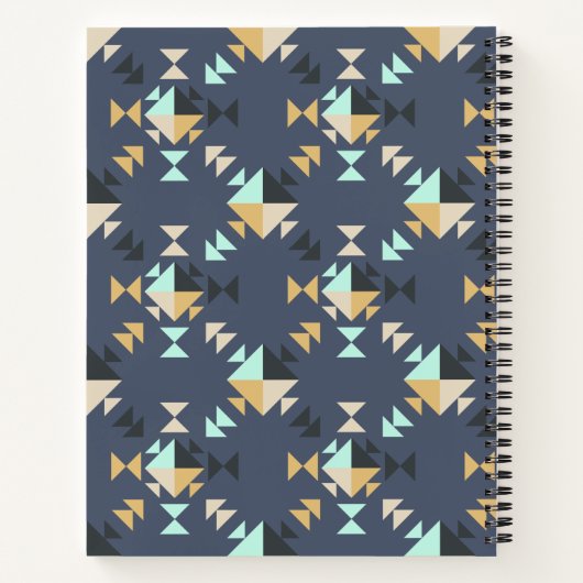 ミント金ゴールドと黒のジオメトリックパーソナライズされた形状 ノートブック (裏面)