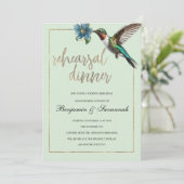 ミント金ゴールドカラフルハミングバードリハーサルディナー 招待状 (スタンド正面)