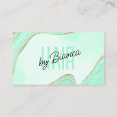 ミント金ゴールドグリッターアゲートヘアスタイリストサロン 名刺 (裏面)