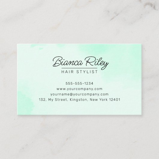 ミント金ゴールドグリッターアゲートヘアスタイリストサロン 名刺 (正面)