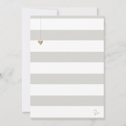 ミント金ゴールドグリッターベビーシャワーメイソンジャーバードケージ 招待状 (裏面)