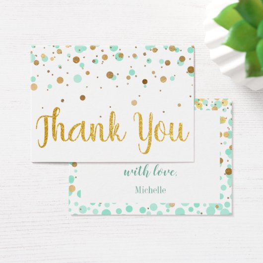 ミント金ゴールドグリッター紙吹雪誕生日サンキュー (デスク)