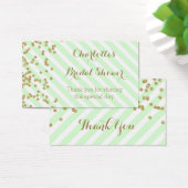 ミント金ゴールドストライプブライダルシャワーメッセージカード (デスク)