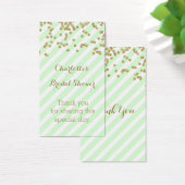 ミント金ゴールドストライプブライダルシャワーメッセージカード (デスク)