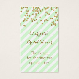 ミント金ゴールドストライプブライダルシャワーメッセージカード