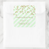 ミント金ゴールドストライプブライダルシャワーメッセージカード スクエアシール (バッグ)
