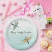 ミント金ゴールドトンボグラデーションイ水色 ペーパープレート (パーティー)