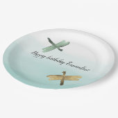 ミント金ゴールドトンボグラデーションイ水色 ペーパープレート (アングル)