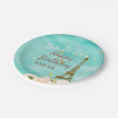 ミント金ゴールドパリエッフェルタワースウィート16誕生日 ペーパープレート (アングル)