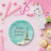 ミント金ゴールドパリエッフェルタワースウィート16誕生日 ペーパープレート (パーティー)