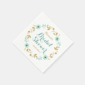 ミント金ゴールドフラワーリースブライダルシャワーナプキンス スタンダードカクテルナプキン (角)