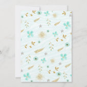 ミント金ゴールドフラワーリースブライダルシャワー招待 招待状 (裏面)