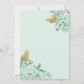 ミント金ゴールドフローラバタフライキンセアニラカンス 招待状 (裏面)