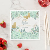 ミント金ゴールドフローラバタフライキンセアニラ スタンダードランチョンナプキン (インサイチュ)