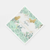 ミント金ゴールドフローラバタフライキンセアニラ スタンダードランチョンナプキン (角)