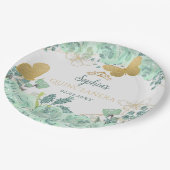 ミント金ゴールドフローラバタフライキンセアニラ ペーパープレート (アングル)