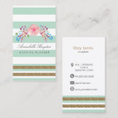 ミント金ゴールドフローラ名刺 名刺 (正面/裏面)