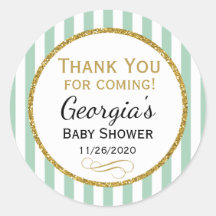 ミント金ゴールドベビーシャワーサンキュー来のメッセージカード