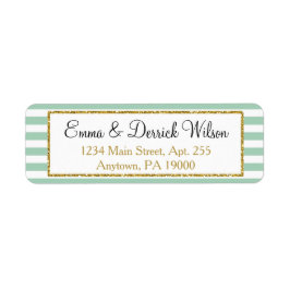 ミント金ゴールド差出人住所ラベルエレガントシャワー ラベル