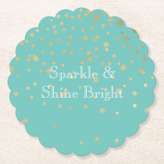 ミント金ゴールド紙吹雪 ペーパーコースター (正面)