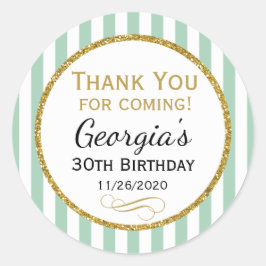 ミント金ゴールド誕生日サンキュー来のメッセージカード ラウンドシール