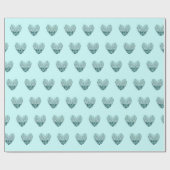 ミント魅力的グリーンのハートパターン ラッピングペーパー (フラット)